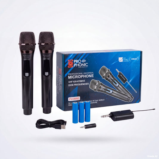 PROPHONIC FU-005D Micrófono Inalámbrico Doble de Mano